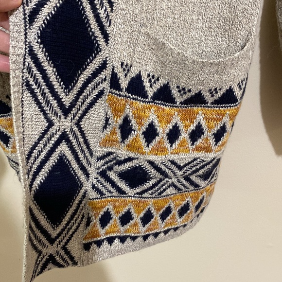 NWOT Lucky Brand Tan Gold Black Geometric Cardigan Size Large - Picture 3 of 4